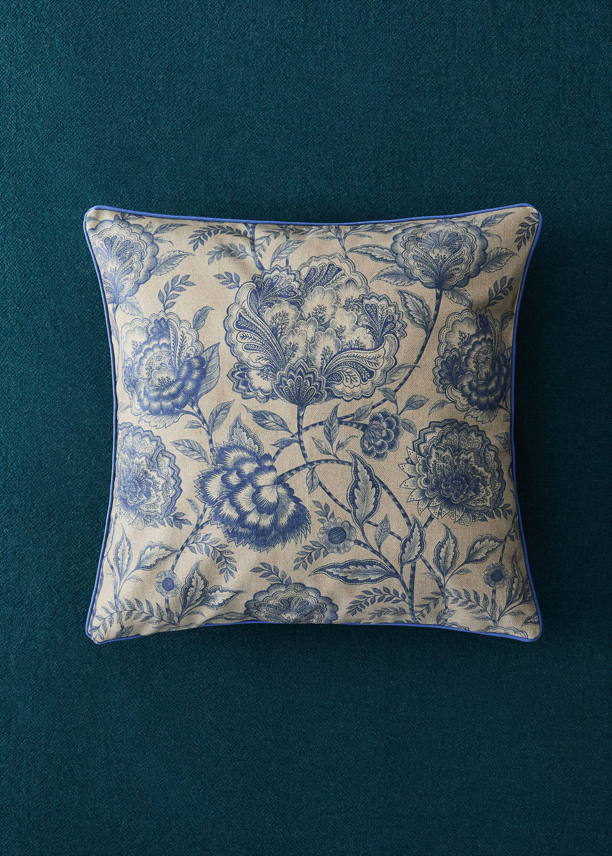 Cotton floral cushion cover 50 x 50 cm - General plane
