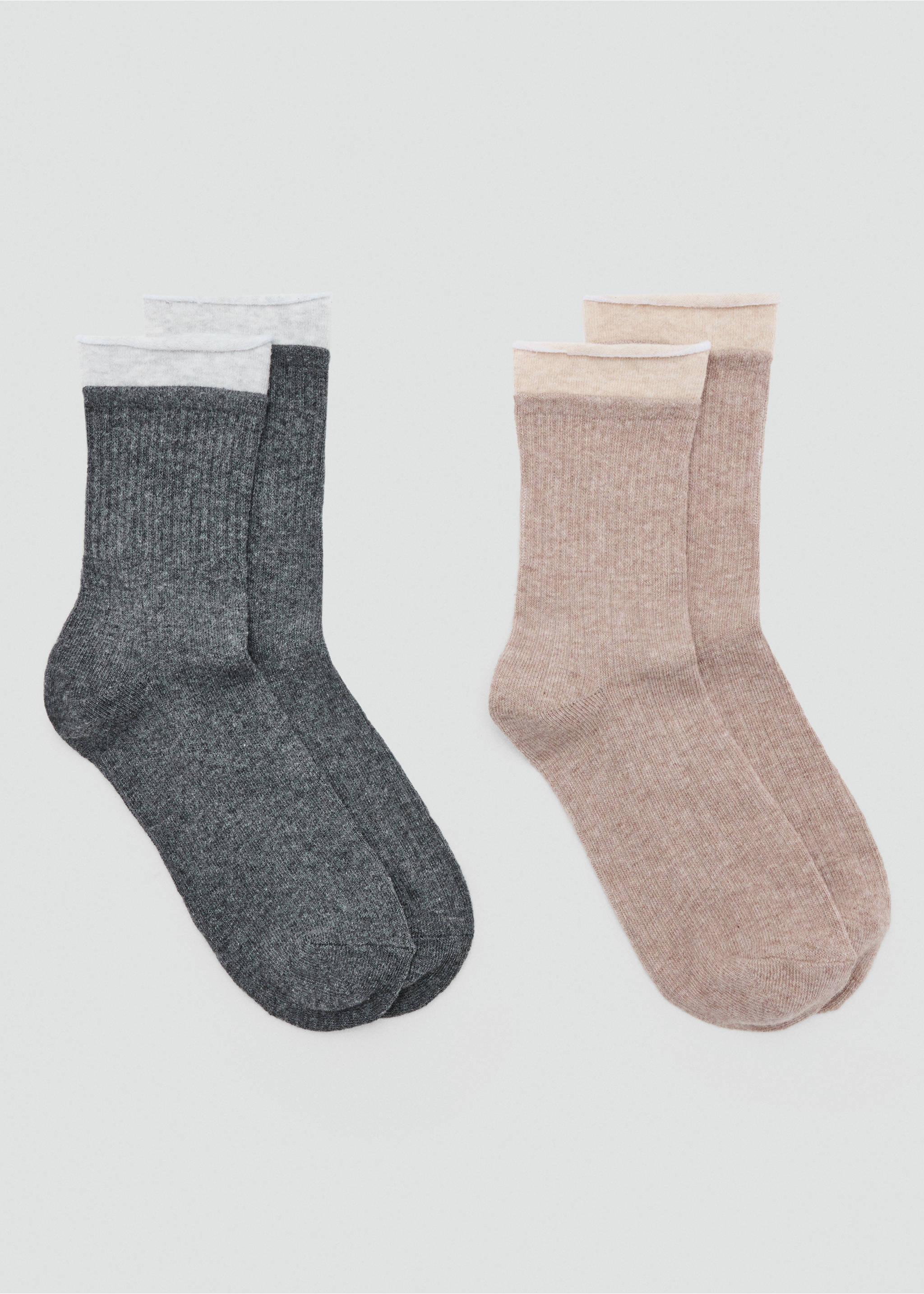 2 pack bicolour socks - Article without model, Grey. Ref: 37004779-00.