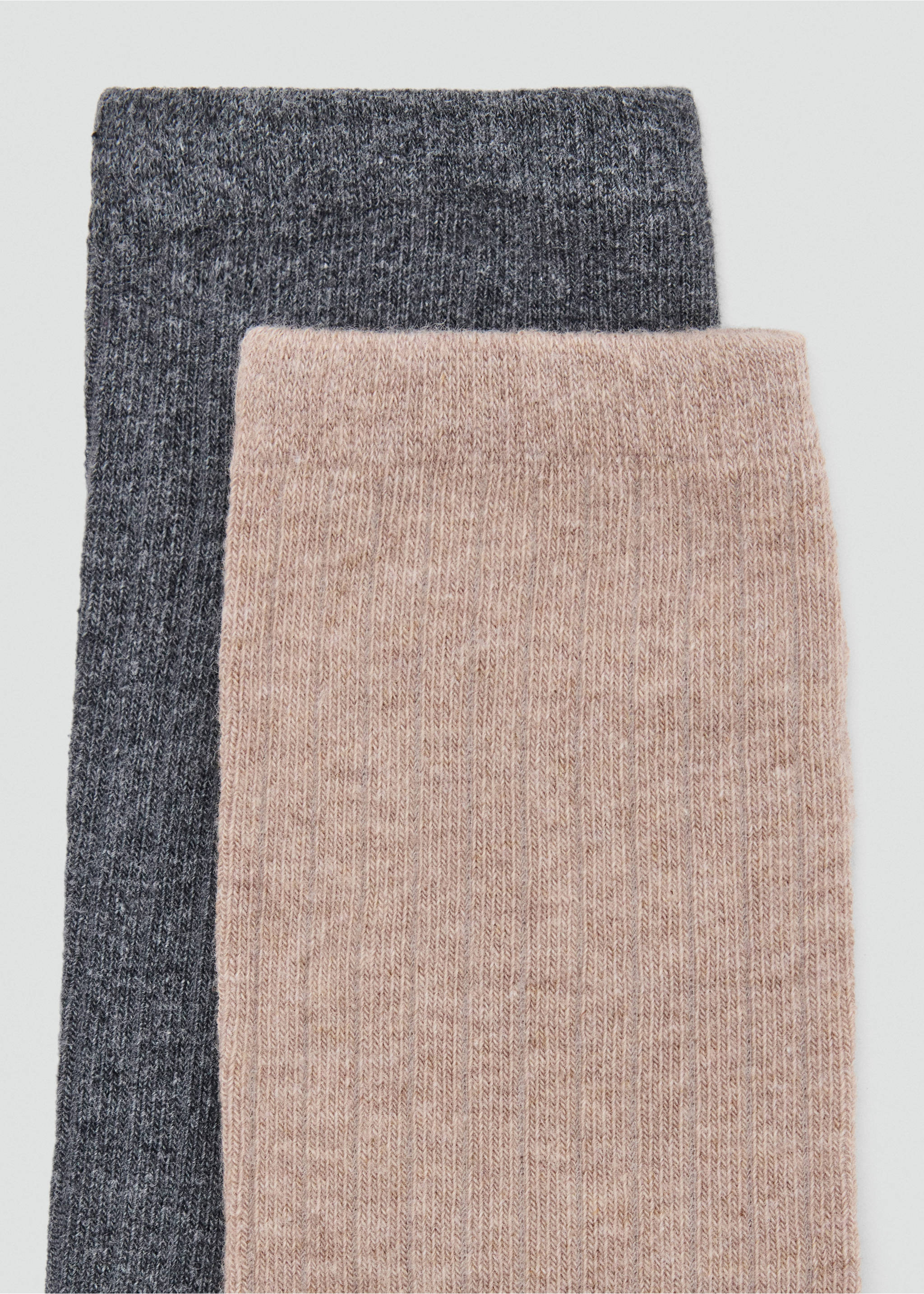2 pack ribbed socks - Details of the article 8, Beige. Ref: 37004780-00.