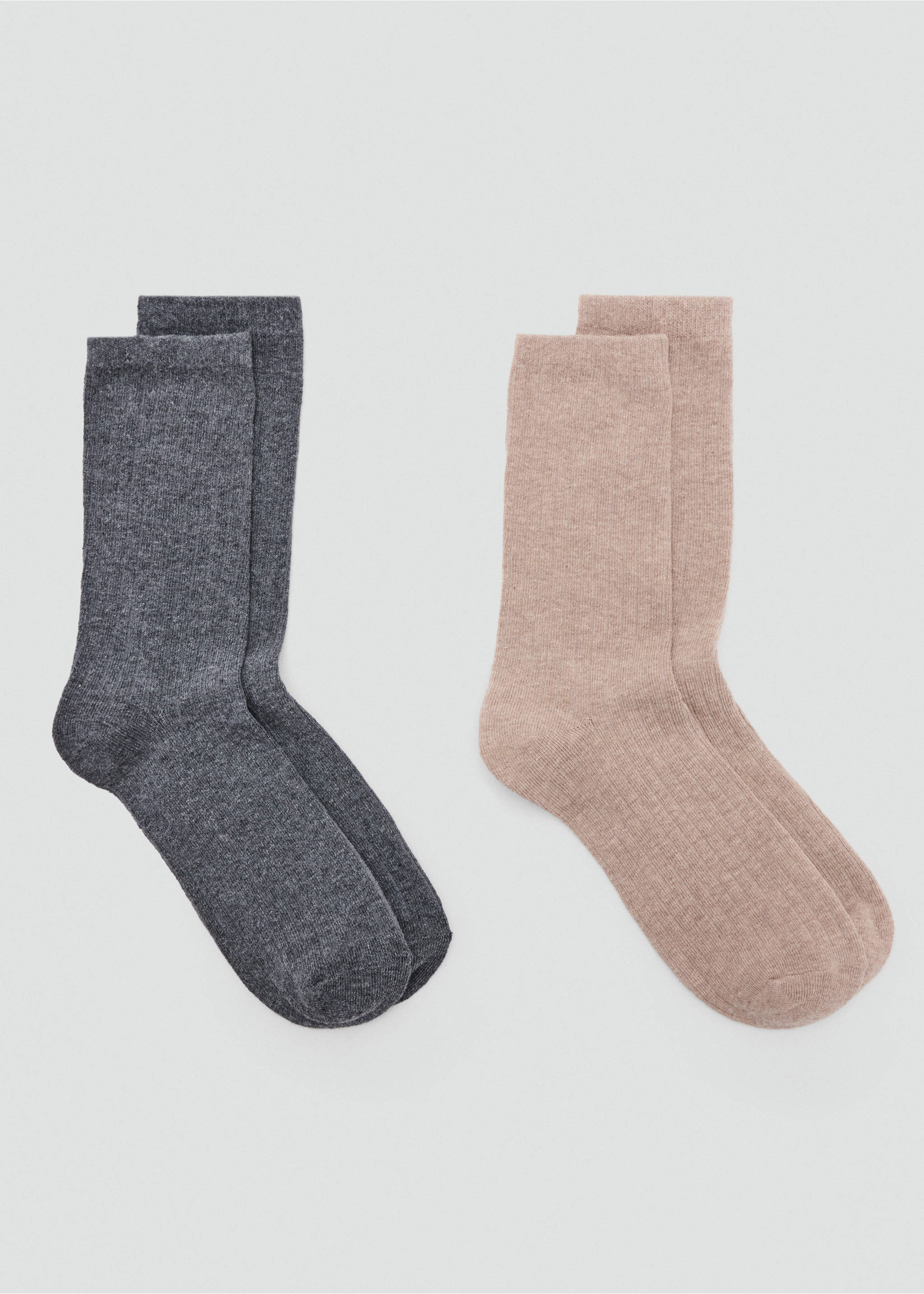 2 pack ribbed socks - Article without model, Beige. Ref: 37004780-00.