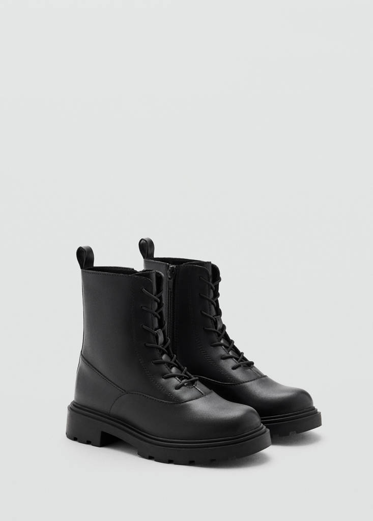 Bovine leather lace-up ankle boot