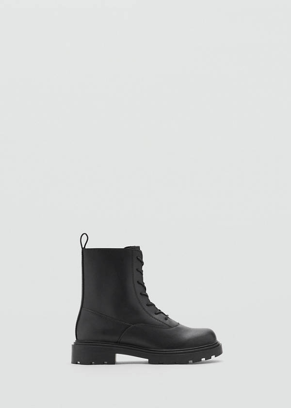 Bovine leather lace-up ankle boot — Black