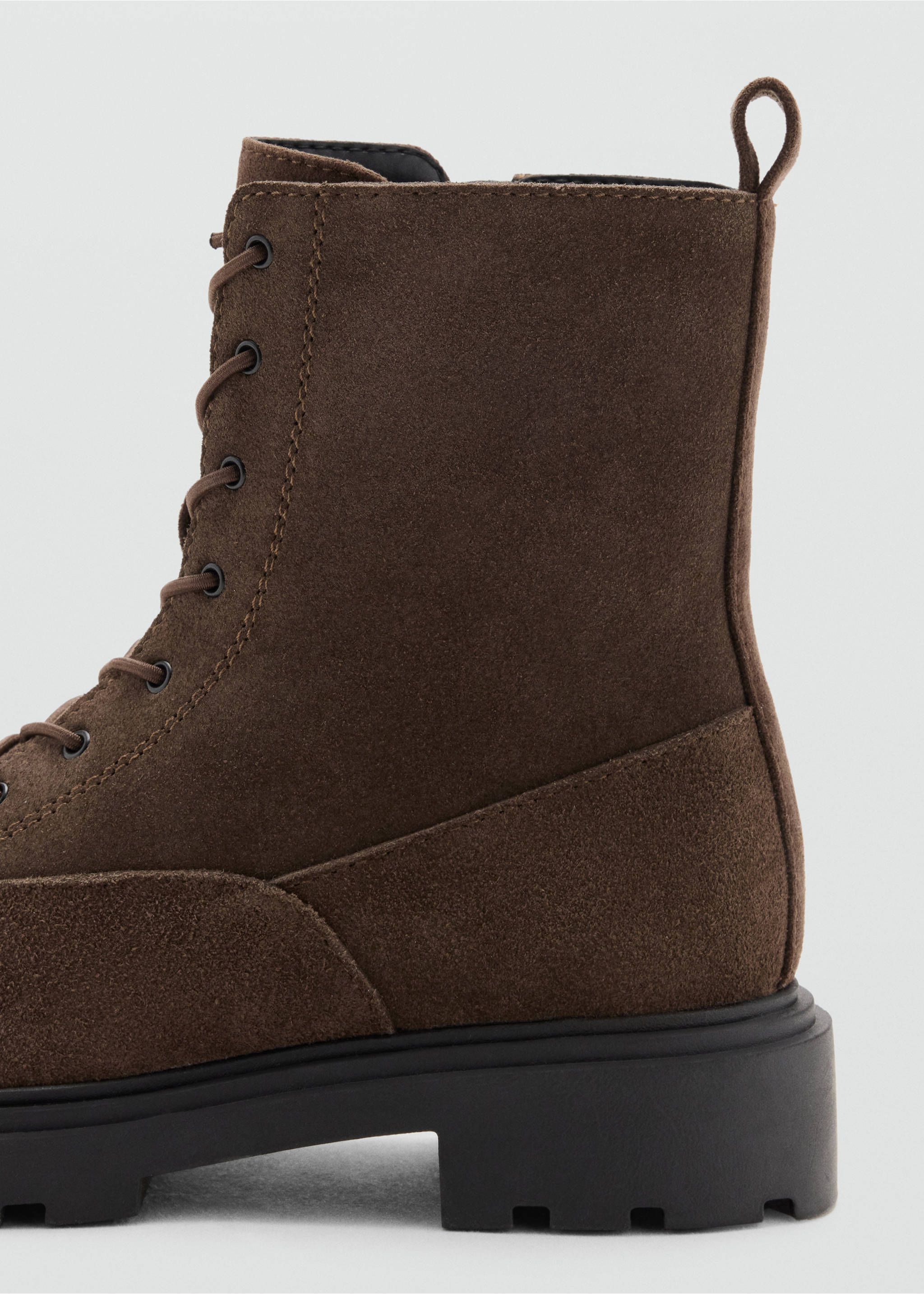 Bovine leather lace-up ankle boot - Details of the article 1, Chocolate. Ref: 37004782-00.