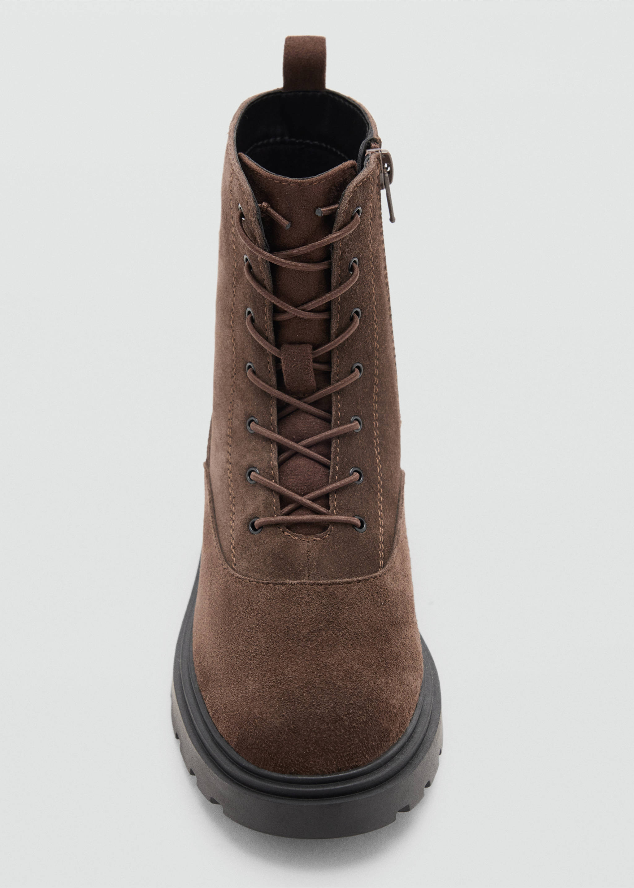 Bovine leather lace-up ankle boot - Details of the article 2, Chocolate. Ref: 37004782-00.