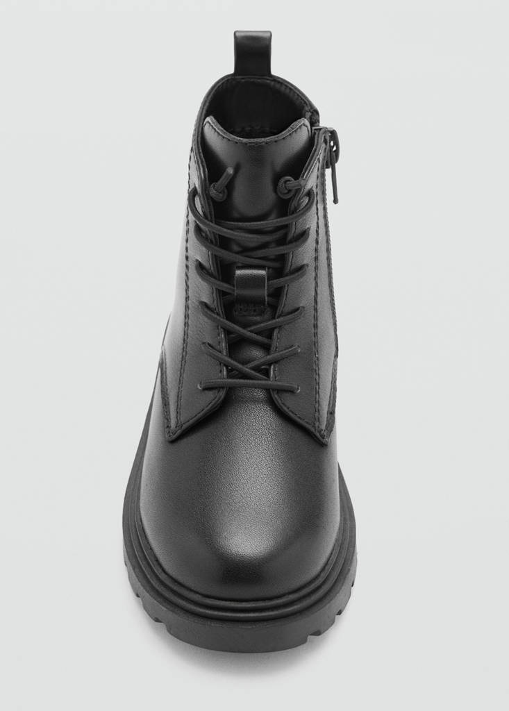 Lace-up leather ankle boots — Black