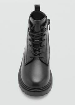 Leather ankle boot with elastic laces — Black 4