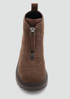 Bovine leather ankle boot with front zipper — Chocolate 4