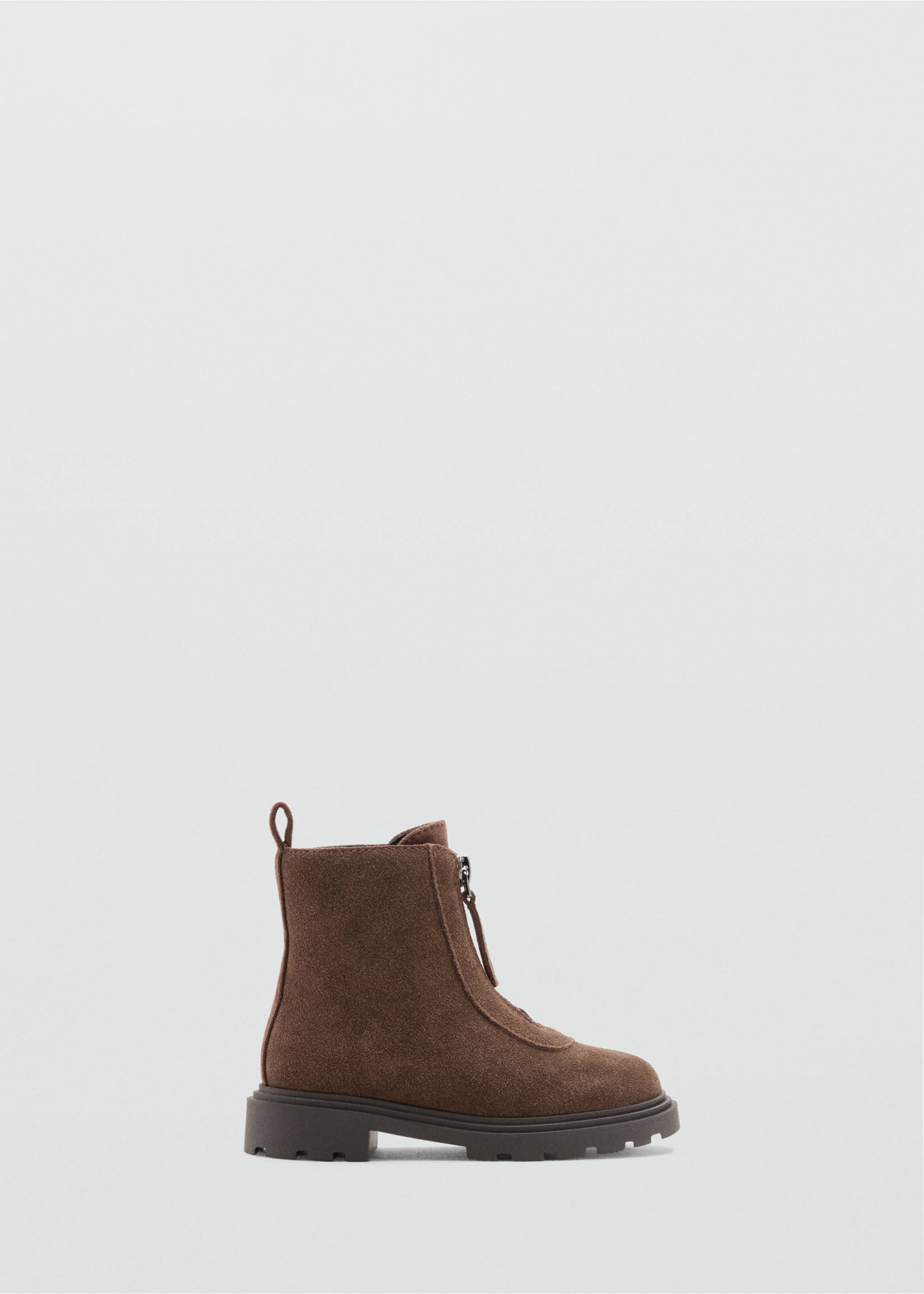Bovine leather ankle boot with front zipper - Article without model, Chocolate. Ref: 37004784-00.