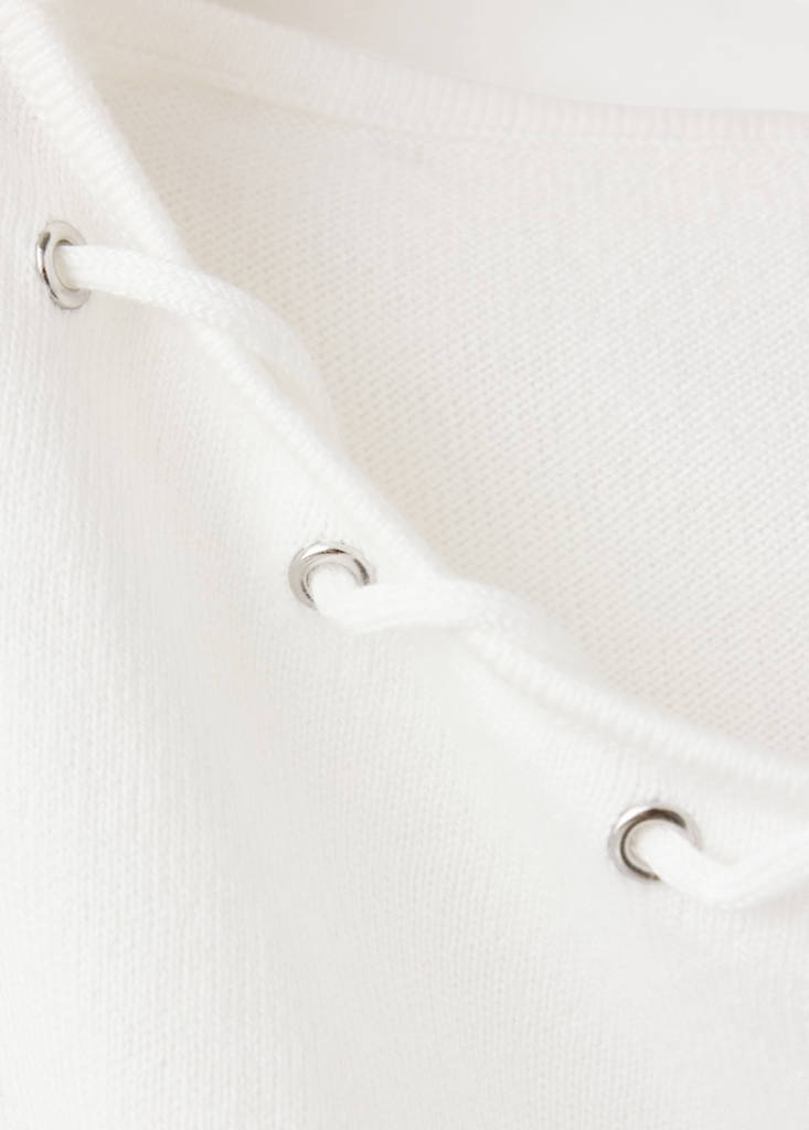 Knitted jumper with neck detail — White
