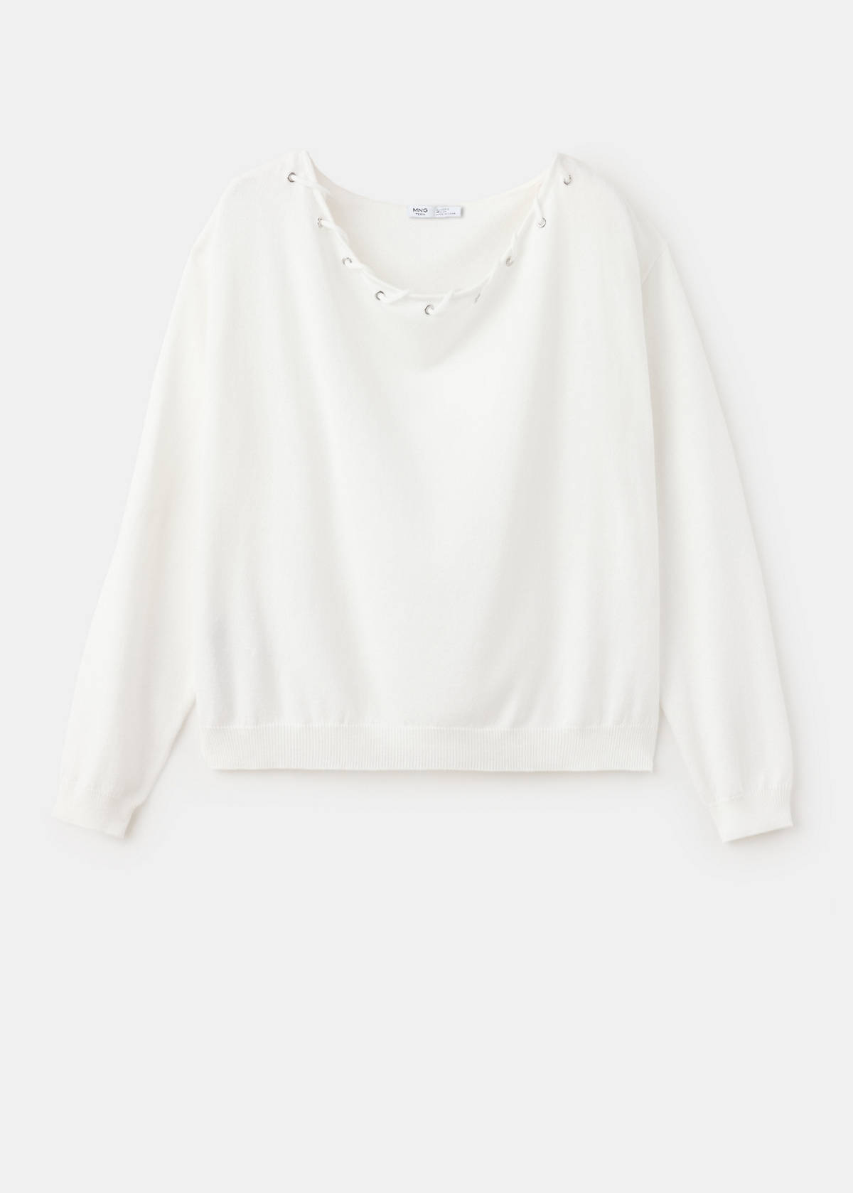 Knitted jumper with neck detail — White