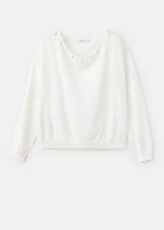 Knitted jumper with neck detail — White 5