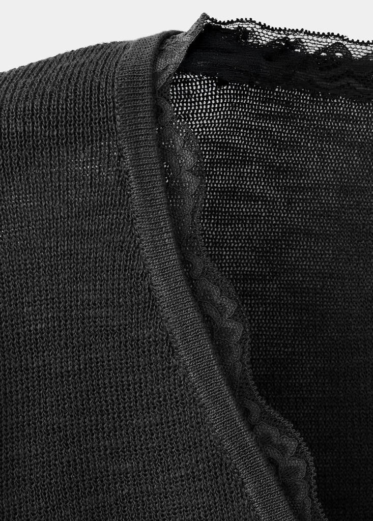 V-neck jumper with lace trim — Grey