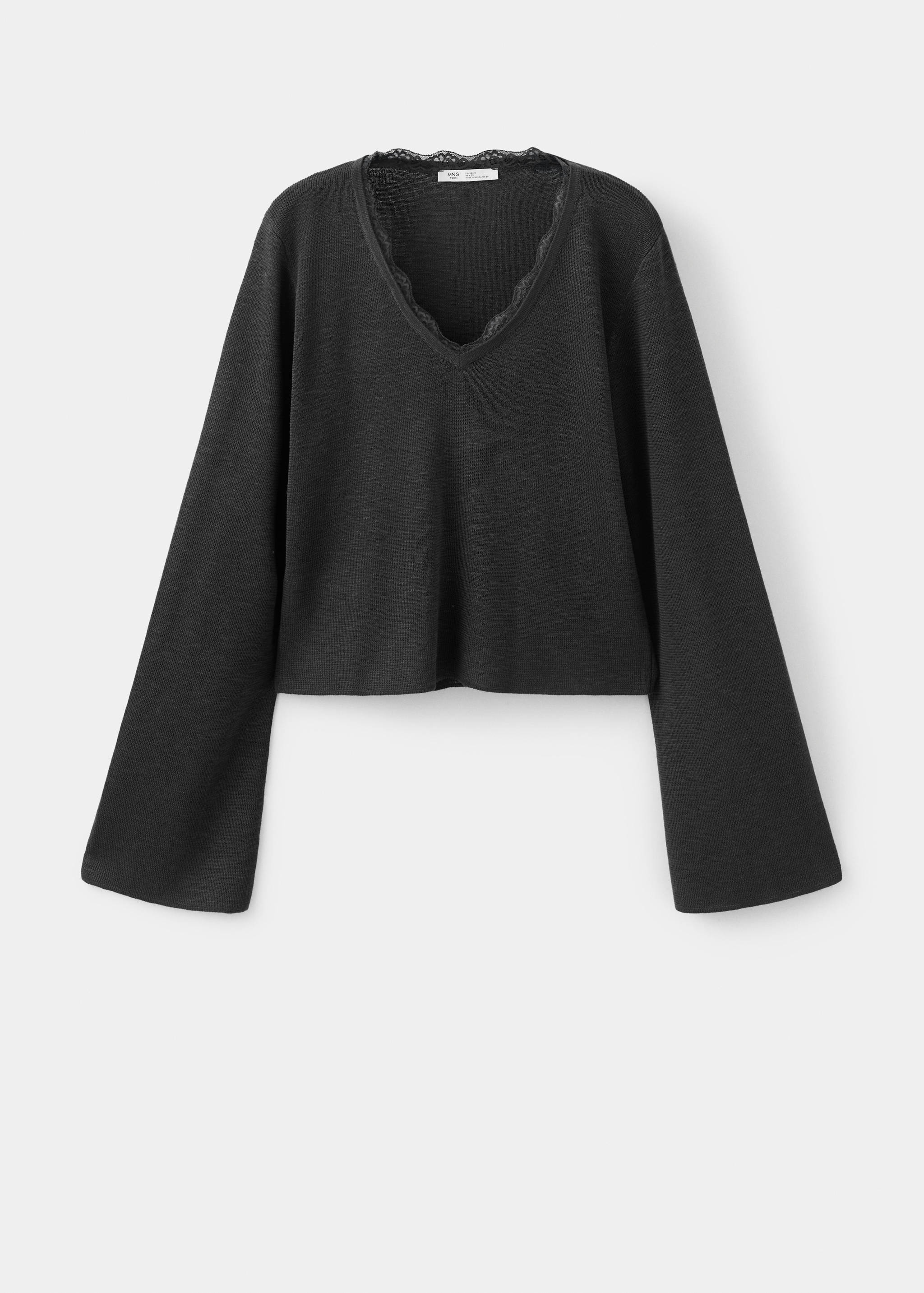 V-neck jumper with lace trim - Article without model