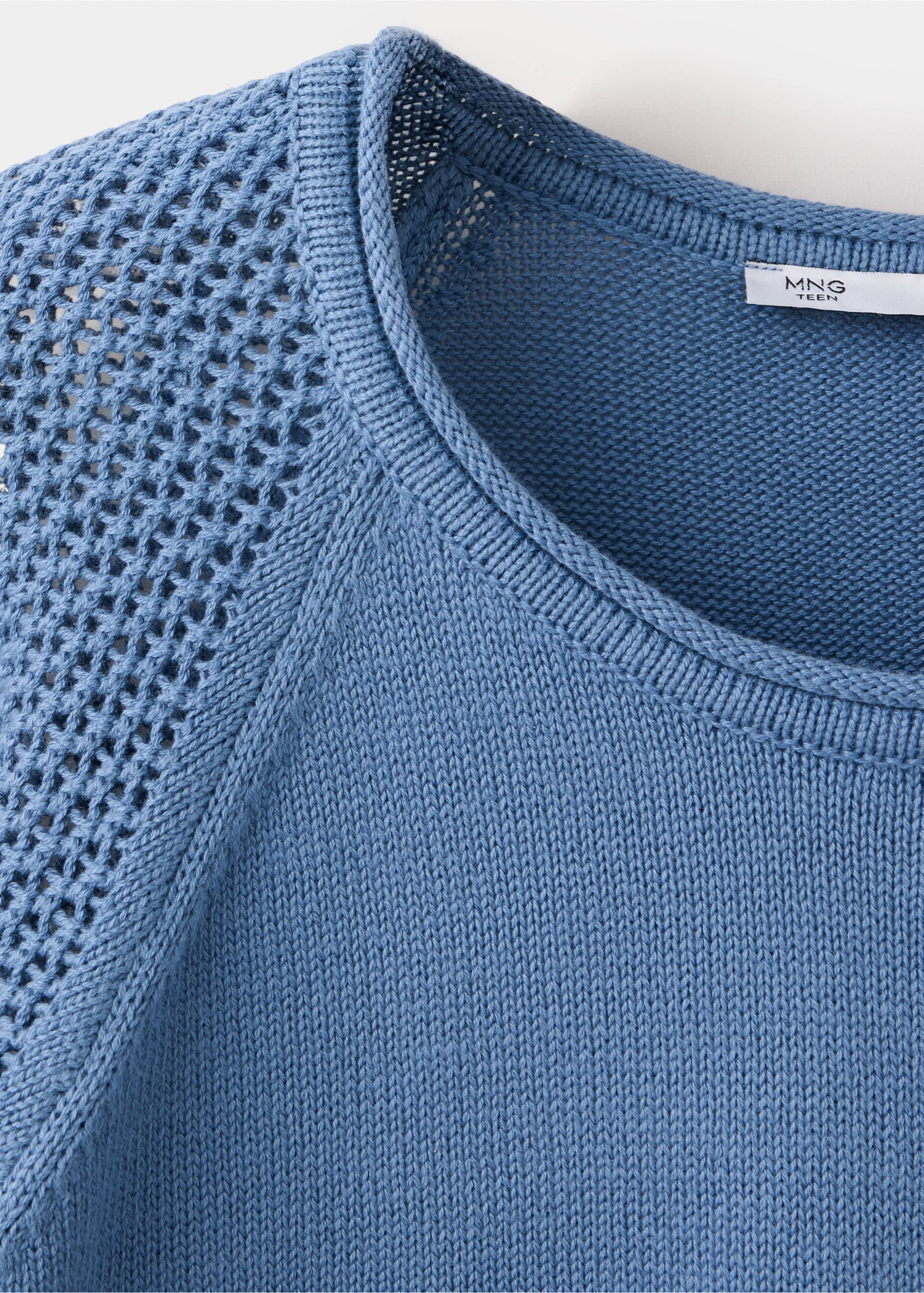 Jersey punto detalle crochet - Detalle del artículo 8, Azul. Ref: 37004790-00.