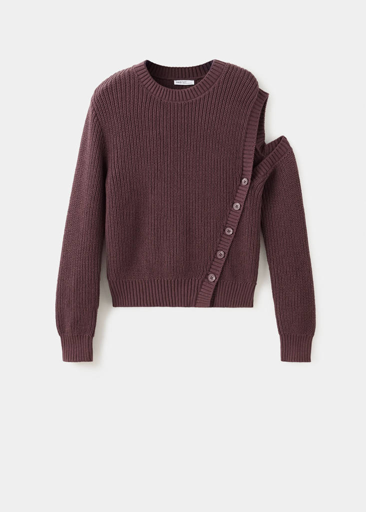 Knit sweater with cut-out detail — Burgundy