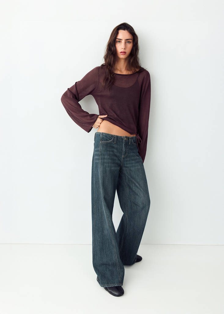 Knit jumper with opening detail — Burgundy