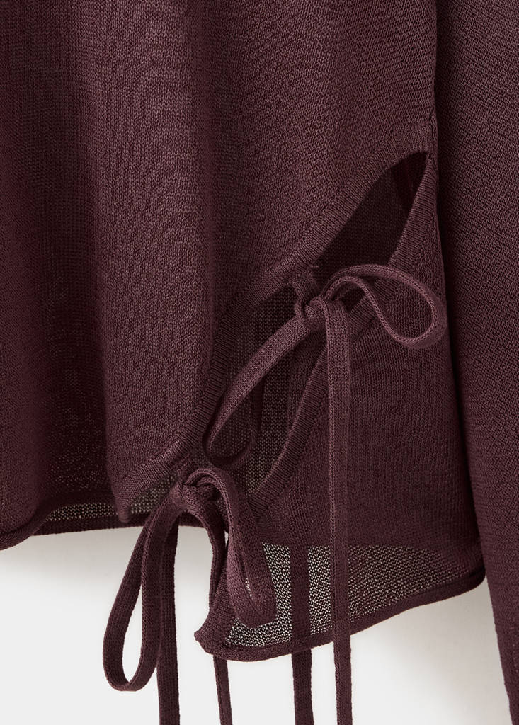 Knit jumper with opening detail — Burgundy