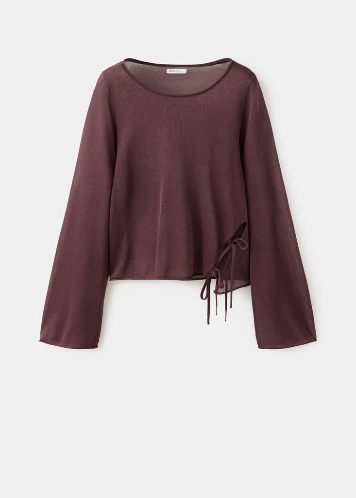 Knit jumper with opening detail — Burgundy