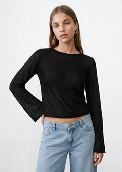 Fine knit semi-transparent jumper — Black 1