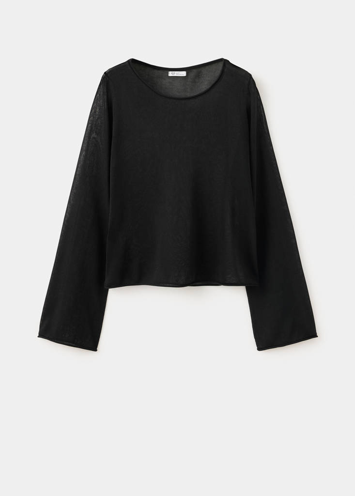 Fine knit semi-transparent jumper — Black