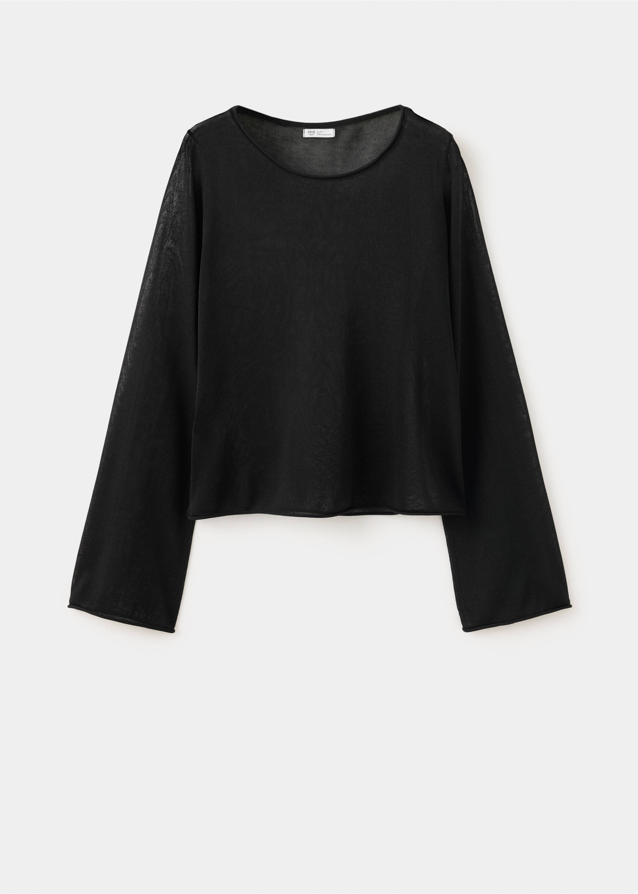 Fine knit semi-transparent jumper - Article without model, Black. Ref: 37004793-00.