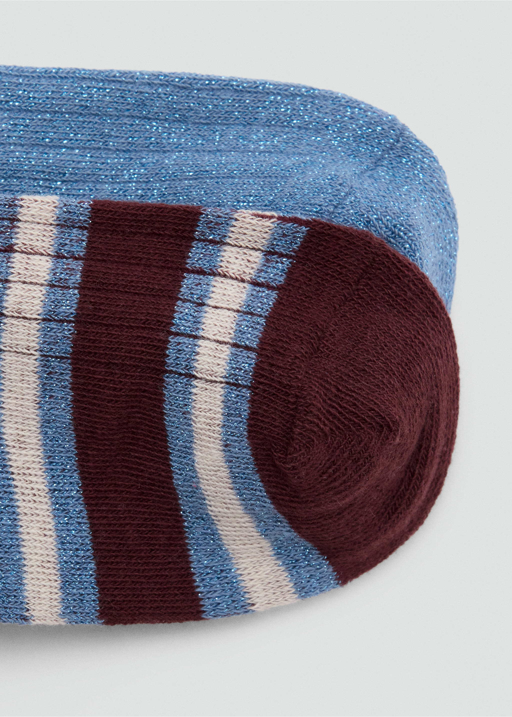 Pack of 2 ribbed striped socks - Details of the article 8, Maroon. Ref: 37004796-00.