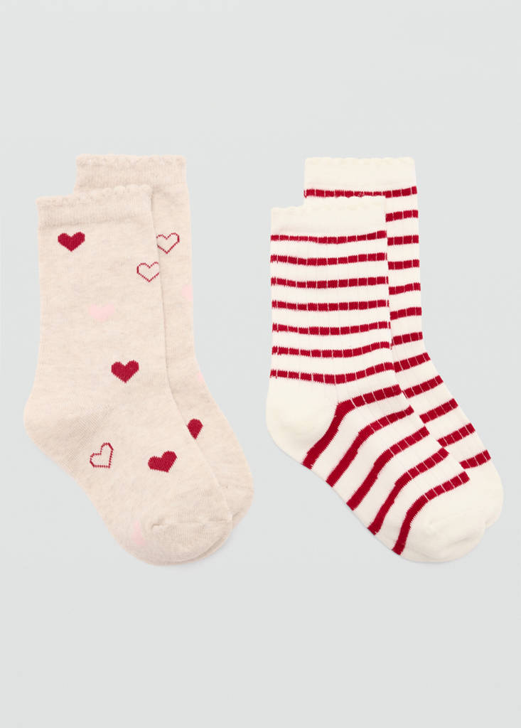 Pack of 2 ribbed patterned socks — Red