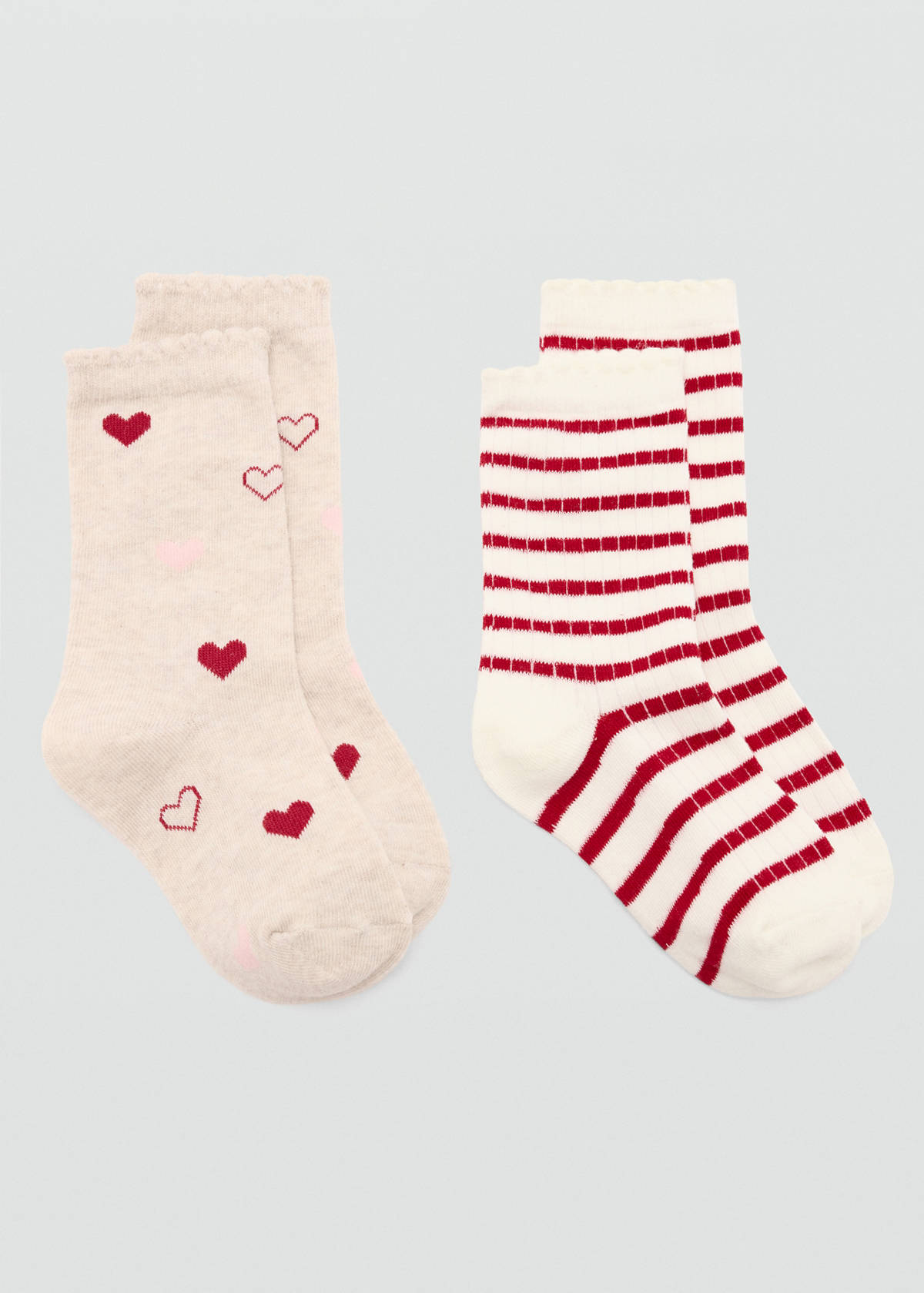 Pack of 2 ribbed patterned socks — Red