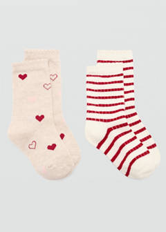 Pack of 2 ribbed patterned socks — Red 1