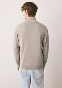 Perkins-neck sweater with zip — Sand 4