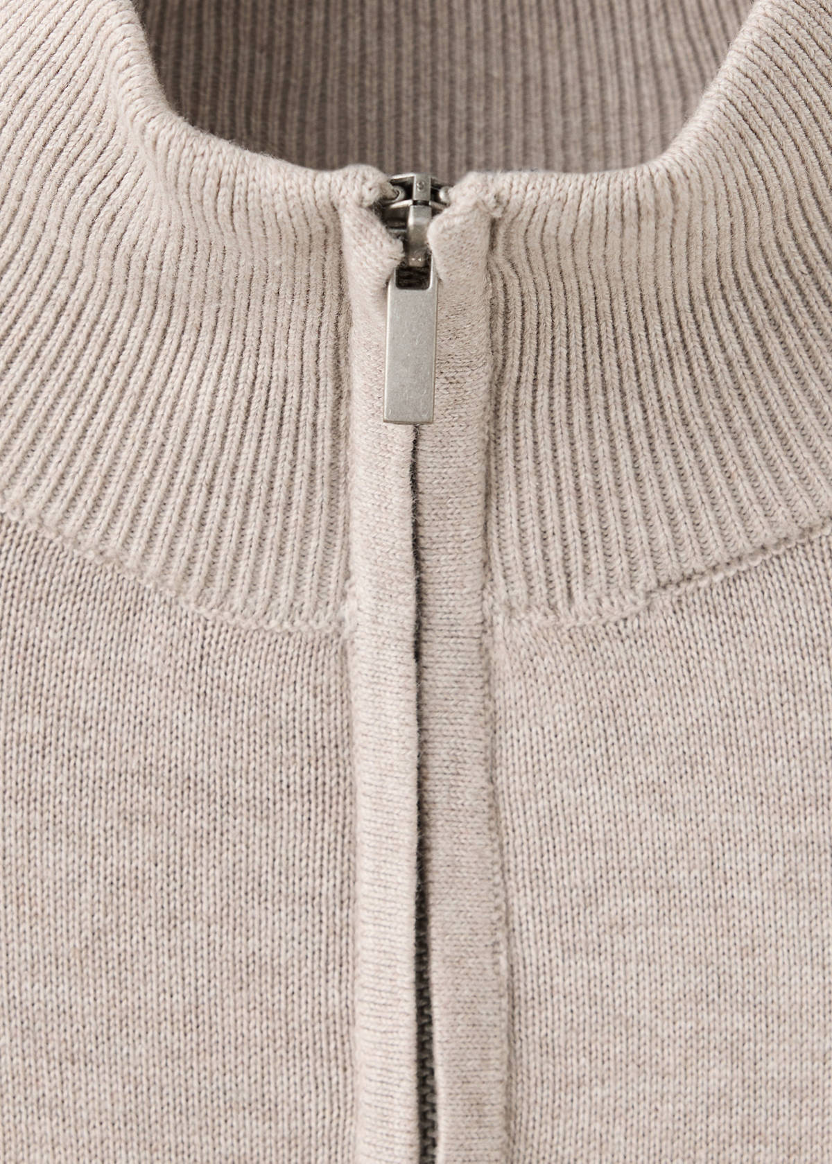 Perkins-neck sweater with zip — Sand