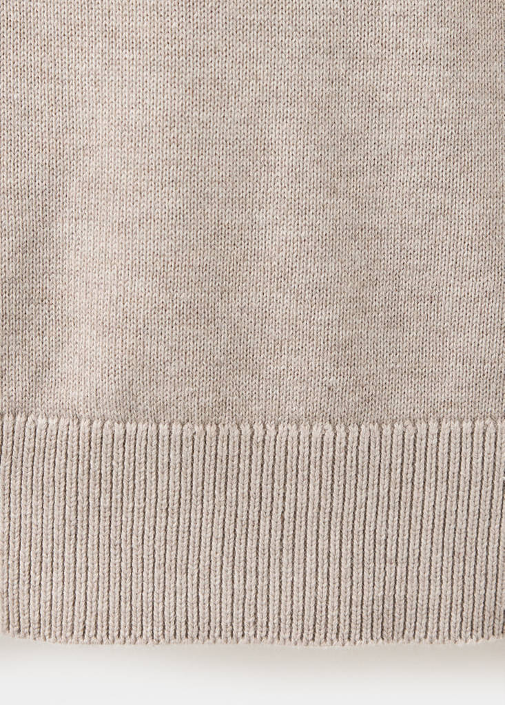 Perkins-neck sweater with zip — Sand