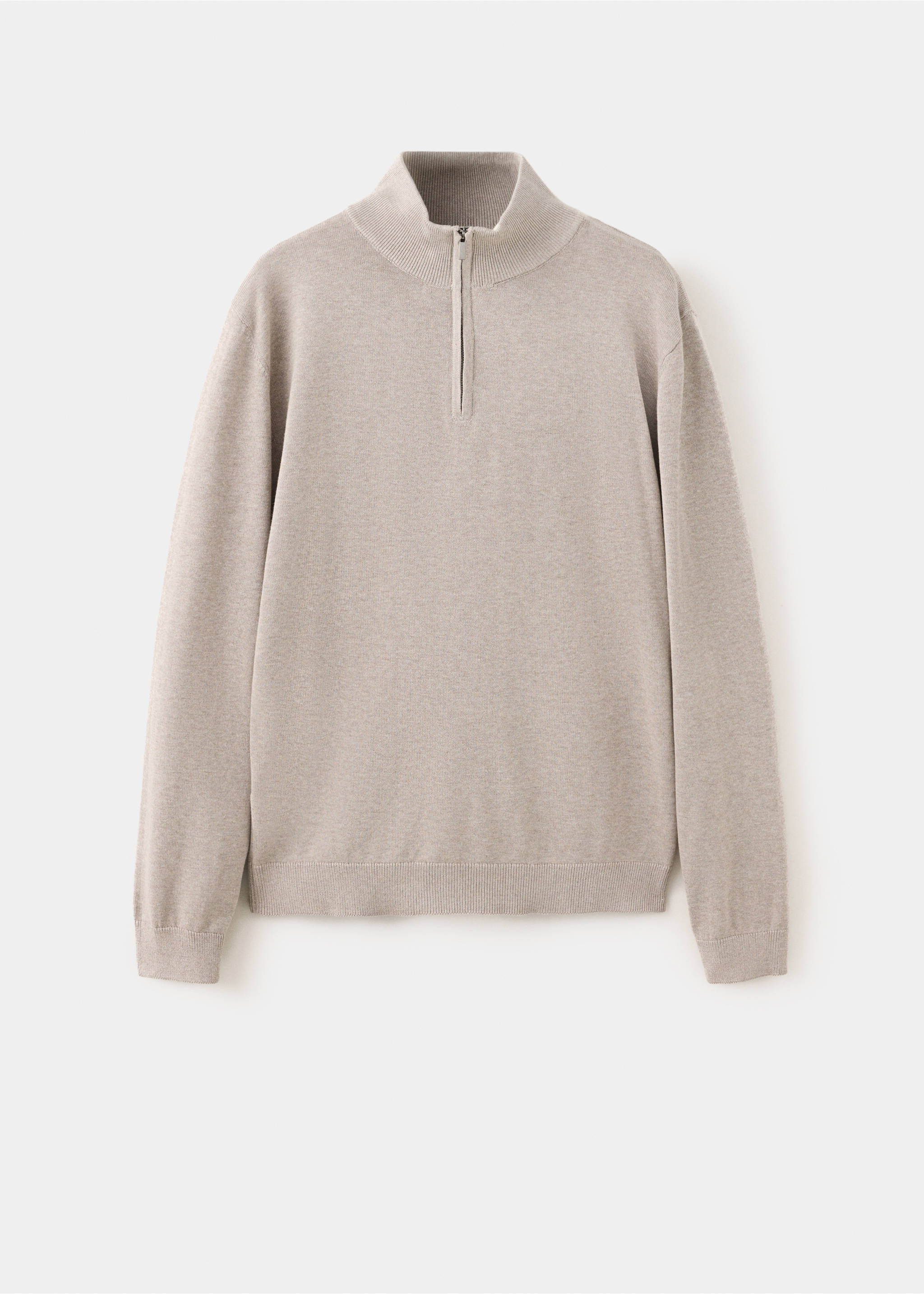 Perkins-neck sweater with zip - Article without model, Sand. Ref: 37004798-00.
