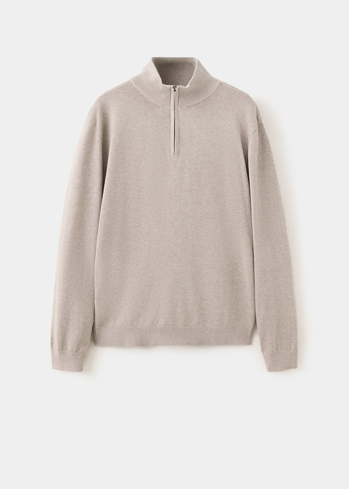 Perkins-neck sweater with zip — Sand