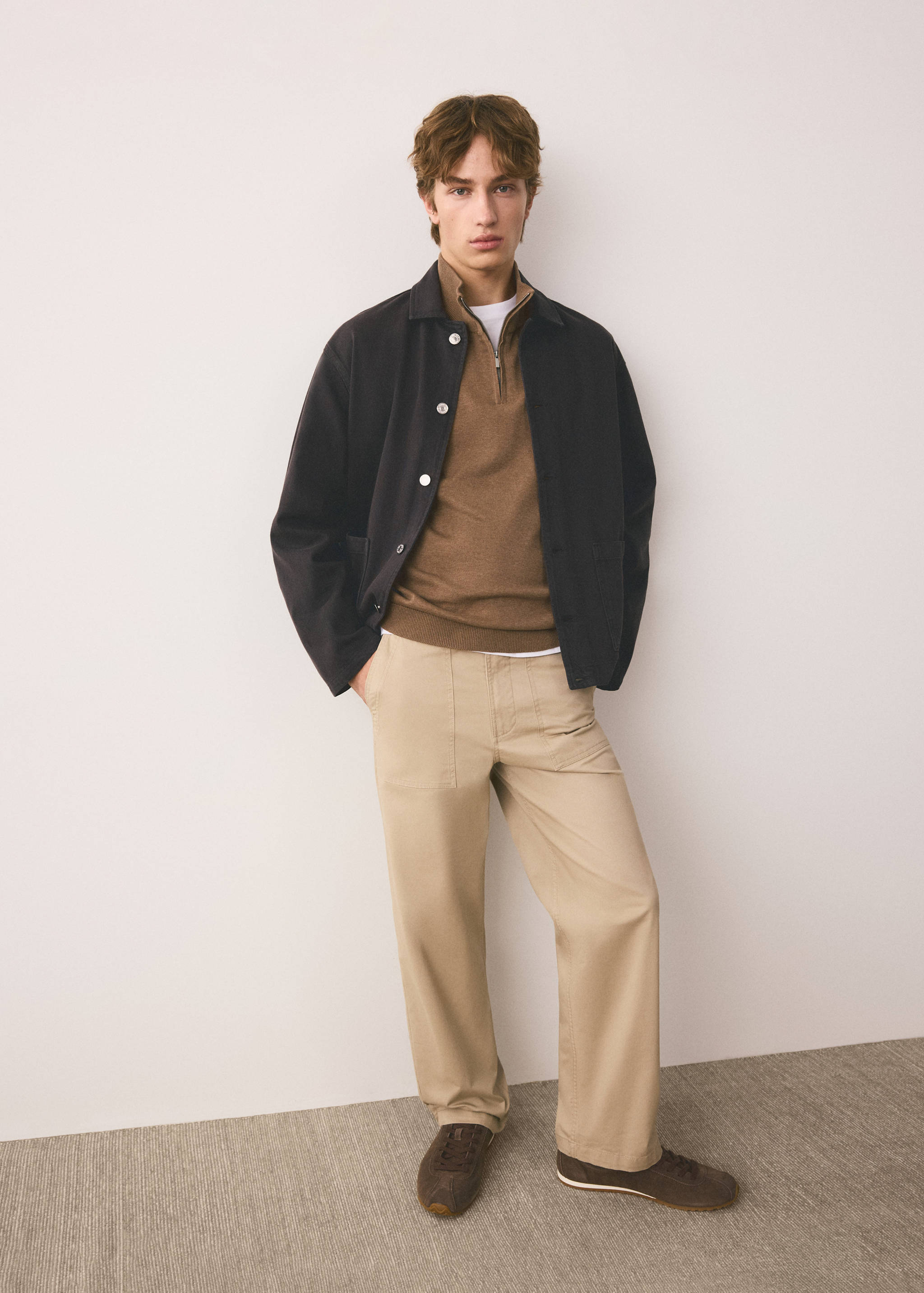 Perkins-neck sweater with zip - General plane