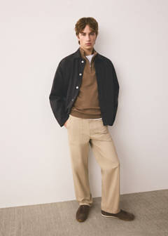 Perkins-neck sweater with zip — Tobacco Brown 2
