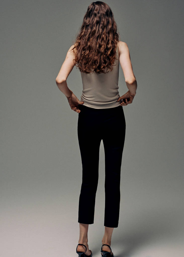 Ribbed lace top — Beige