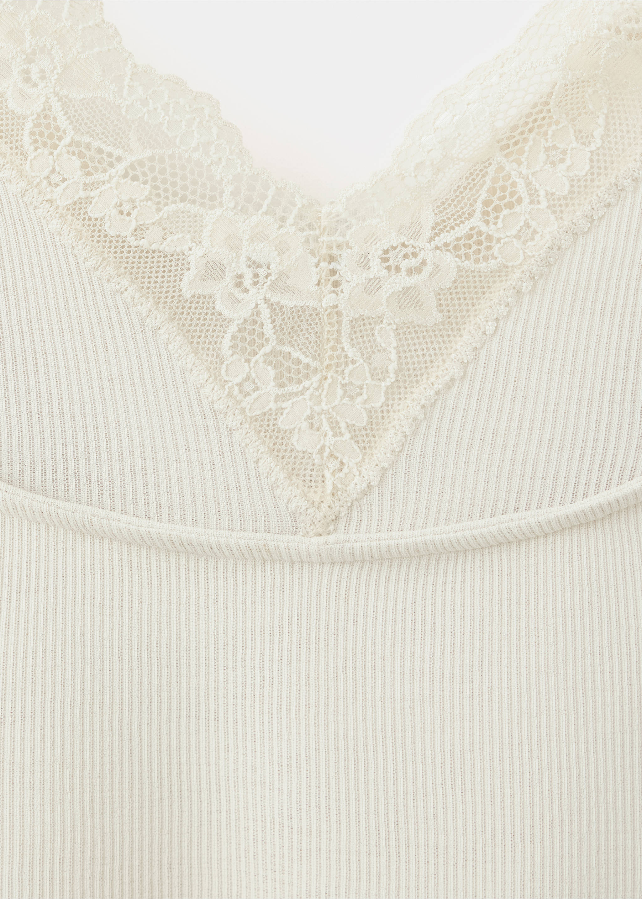 Top côtelé en dentelle - Détail de l'article 8, Beige. Ref: 37004801-00.