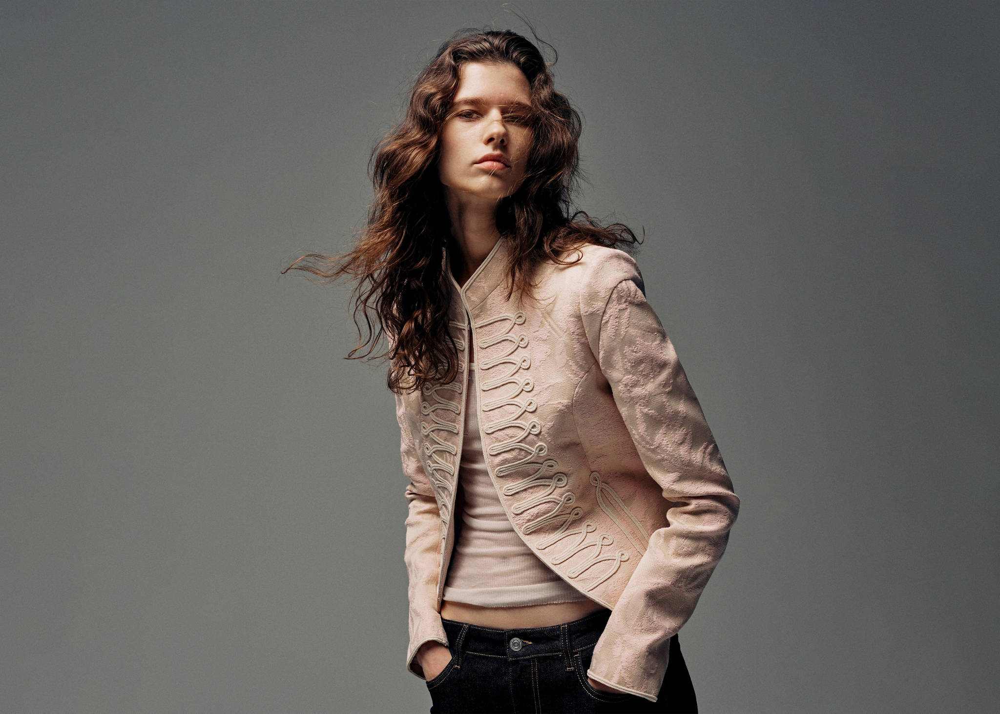 Jacquard jacket with frogging closures - Panoramic plane