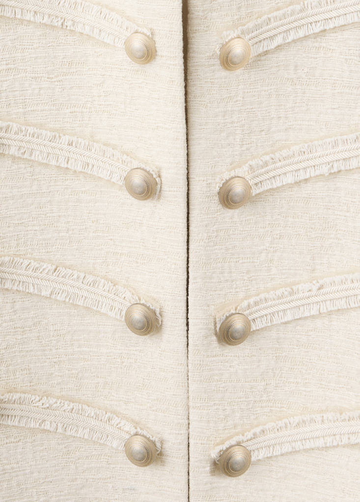 Tweed jacket with jewel buttons — Ecru