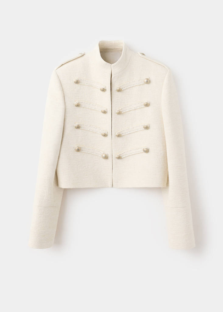 Tweed jacket with jewel buttons — Ecru