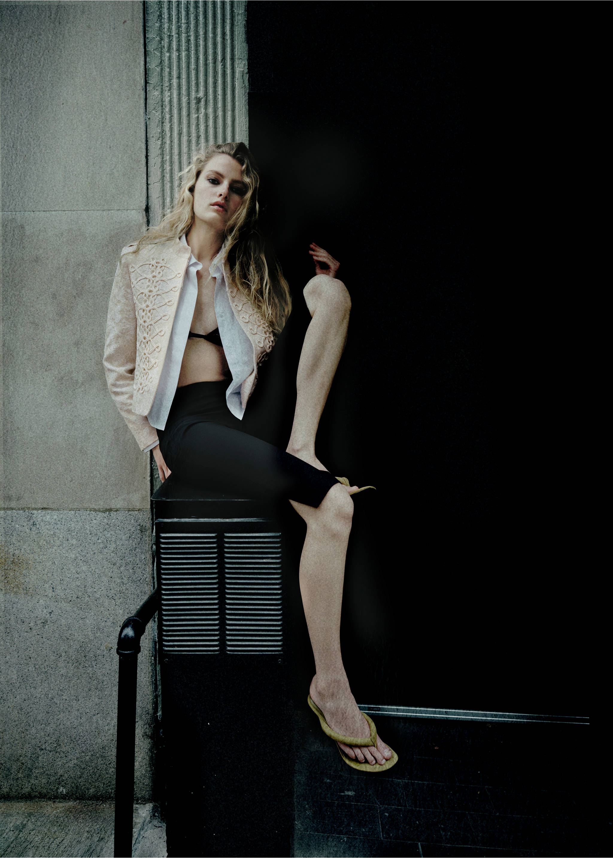 Jacquard jacket with frogging detail - Details of the article 1, Ecru. Ref: 37004804-00.
