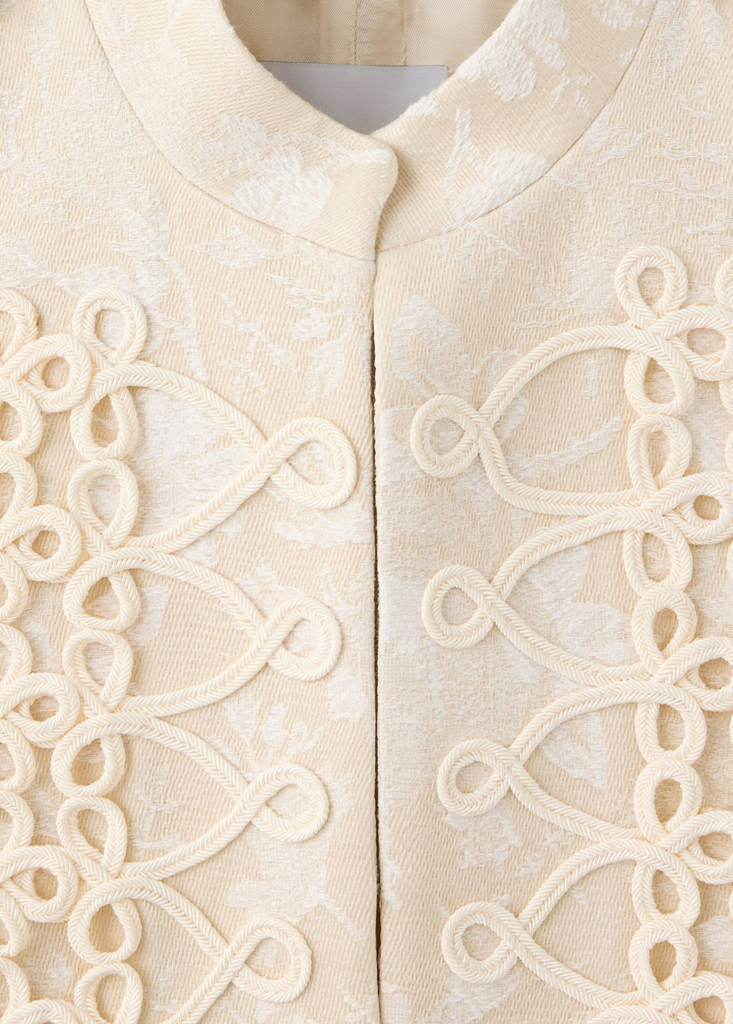 Jacquard jacket with frogging detail — Ecru