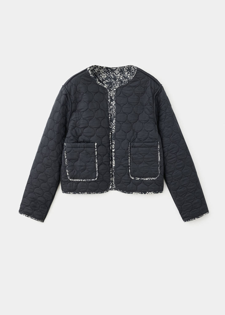 Printed reversible padded jacket — Charcoal