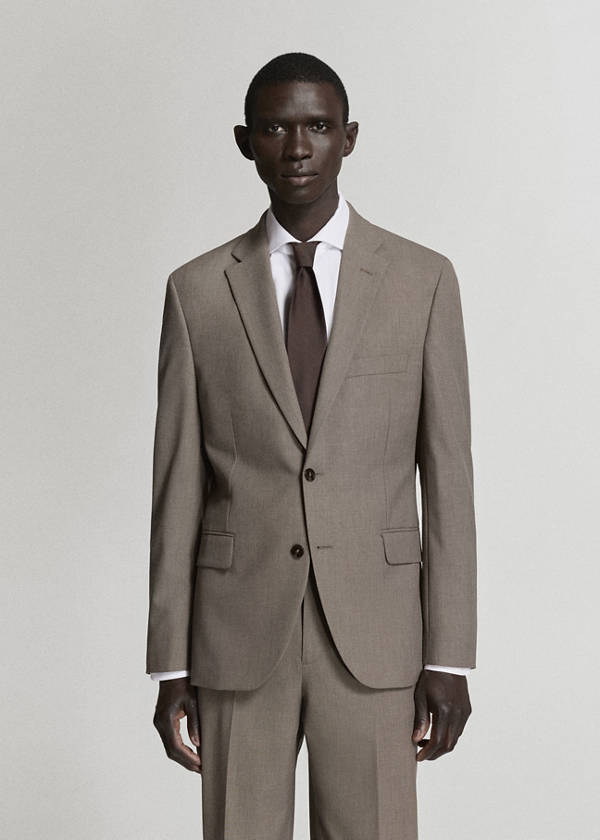 London regular-fit suit jacket — Medium Brown