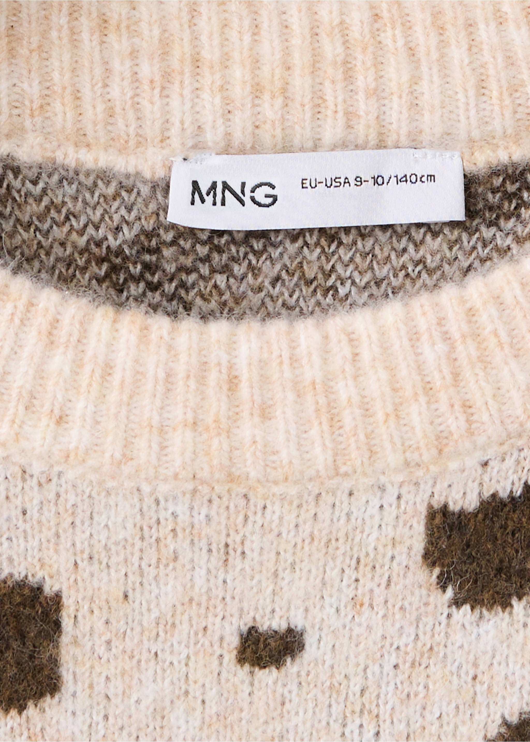 Animal-print knitted sweater - Details of the article 8, Beige. Ref: 37005164-00.