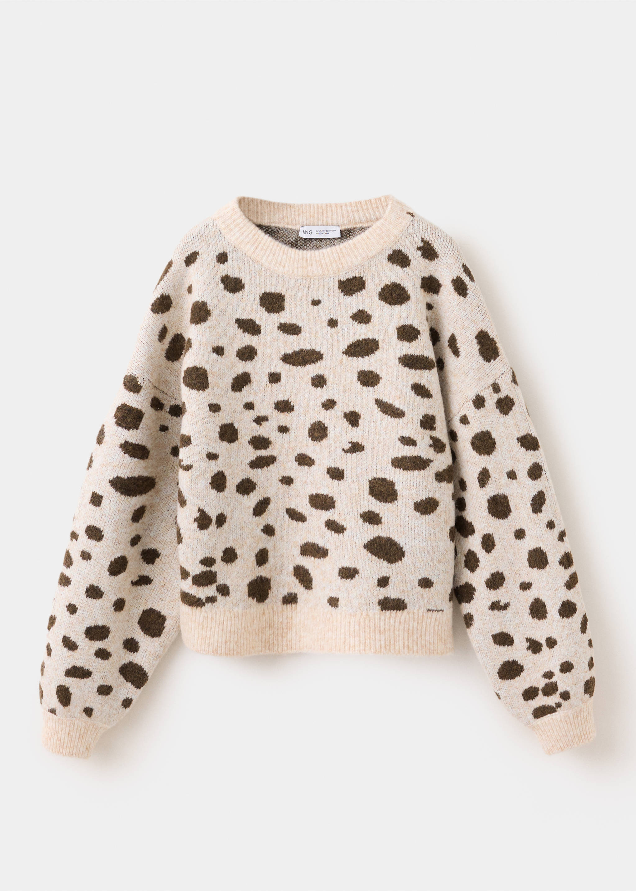Animal-print knitted sweater - Article without model, Beige. Ref: 37005164-00.