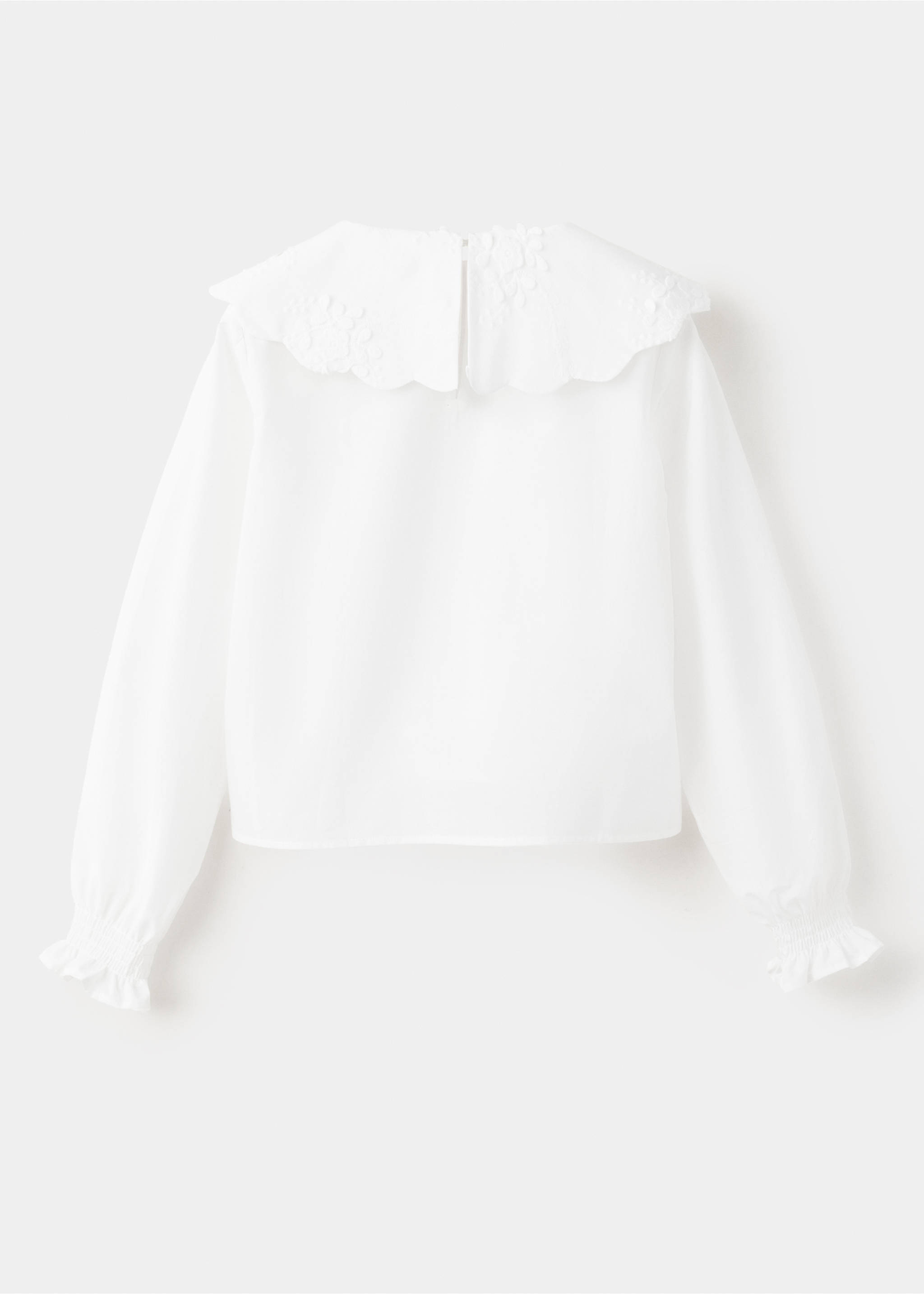 Embroidered babydoll-collar shirt - Reverse of the article, White. Ref: 37005167-00.