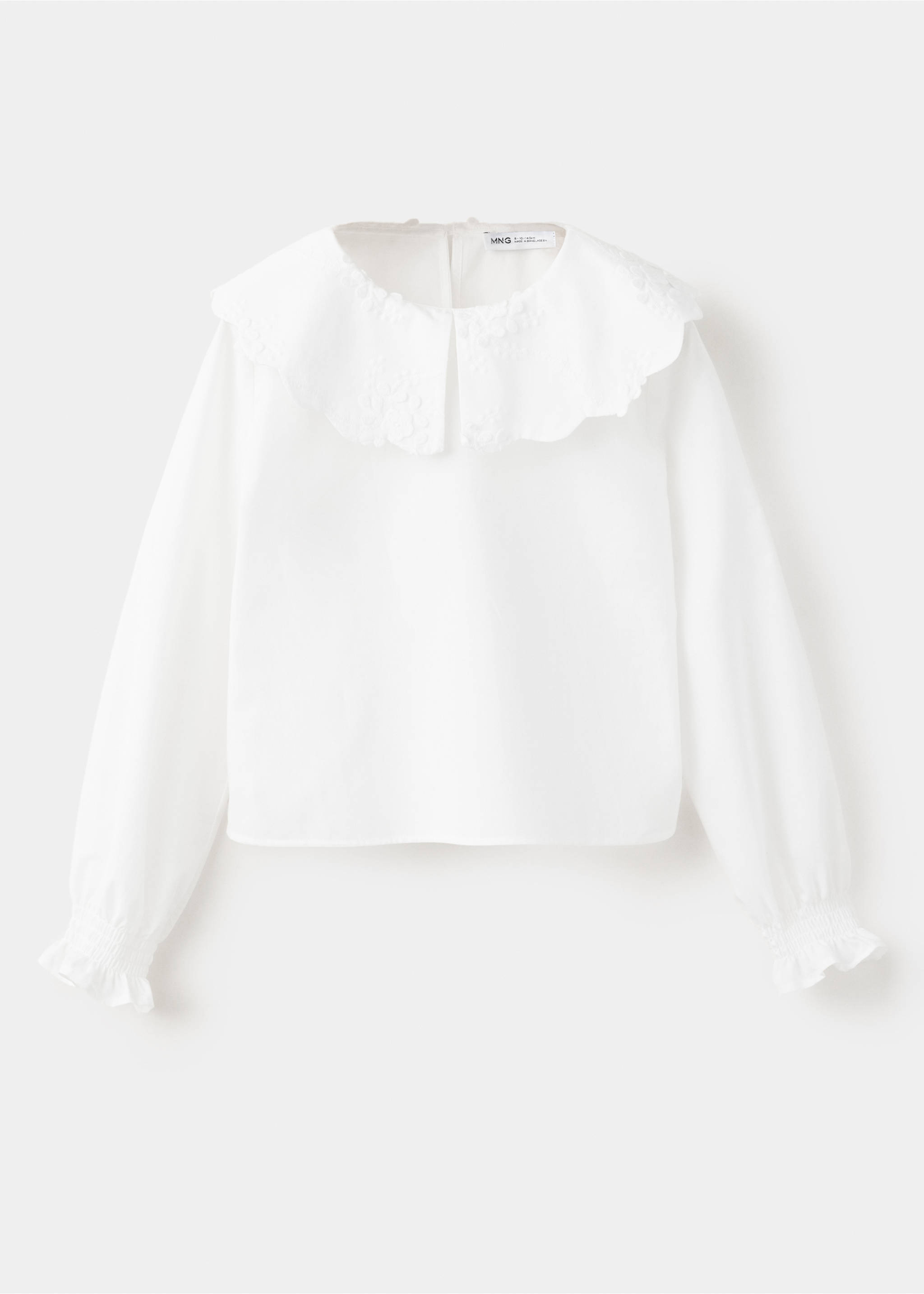 Embroidered babydoll-collar shirt - Article without model, White. Ref: 37005167-00.