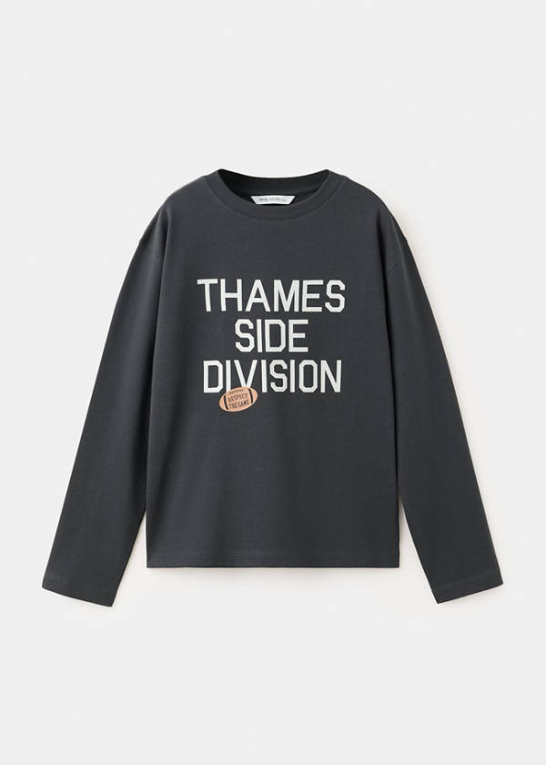 Printed cotton-blend t-shirt — Charcoal